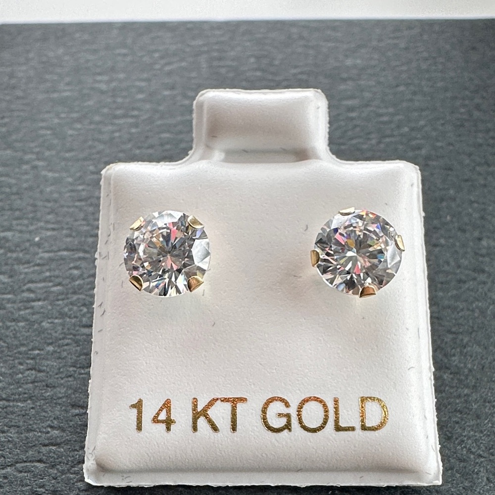 14 KT Gold 6 mm Moissanite Stud Earrings